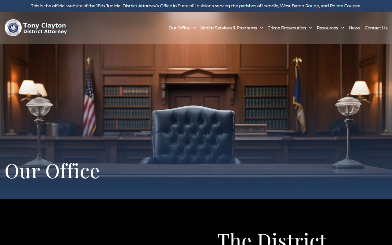 West Baton Rouge Parish District Court DA role in the 18th JDC