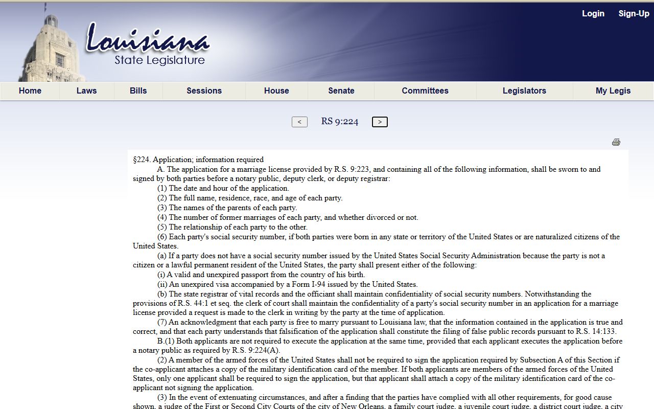West Baton Rouge Parish marriage records application fields