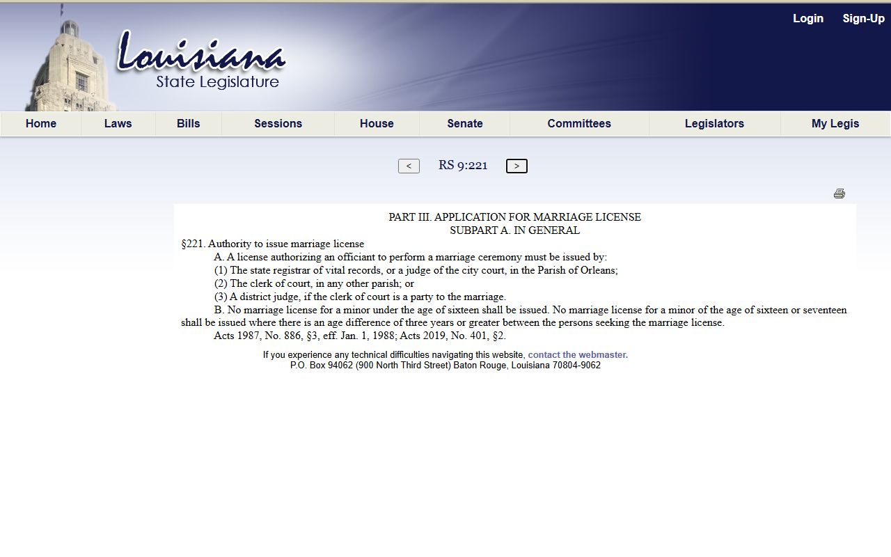 West Baton Rouge Parish marriage records Louisiana marriage license authority
