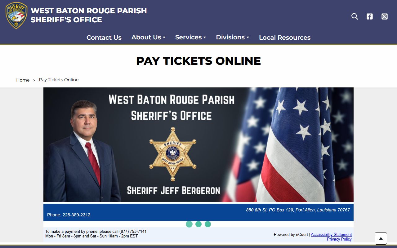 West Baton Rouge Parish traffic court records Sheriff pay tickets online page