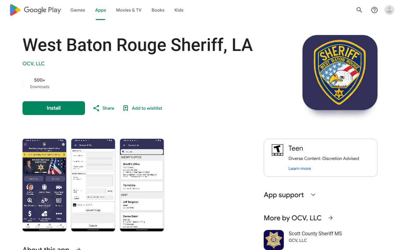 West Baton Rouge Parish warrant records Sheriff Android app listing