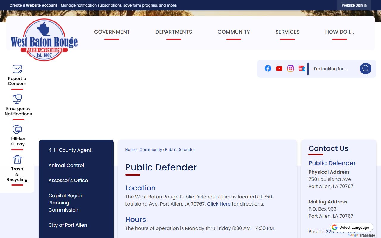 West Baton Rouge Parish warrant records public defender page