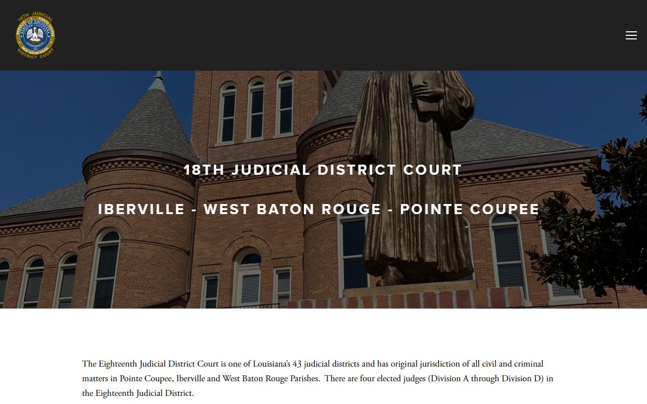 West Baton Rouge Parish court records 18th Judicial District Court homepage