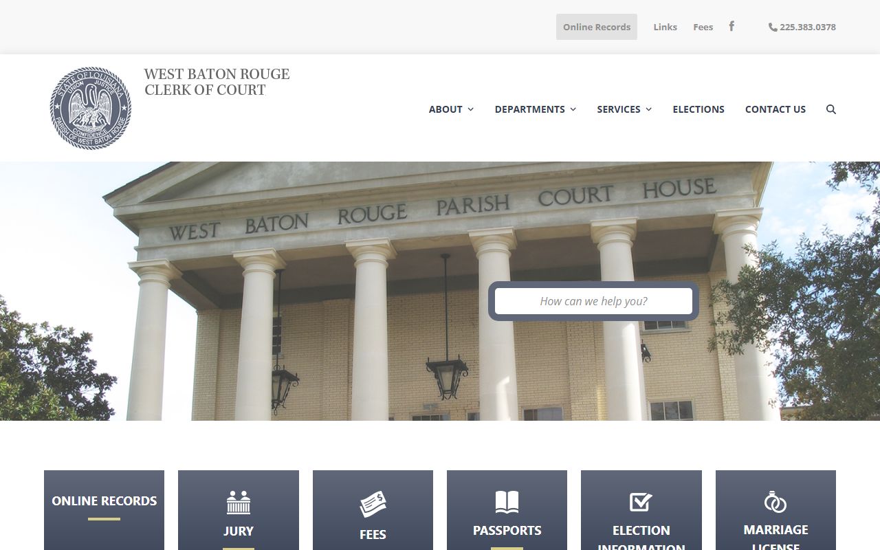 West Baton Rouge Parish court records Clerk of Court homepage
