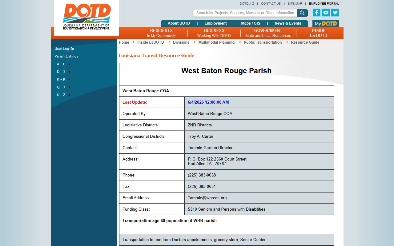 West Baton Rouge Parish court records courthouse transit resource