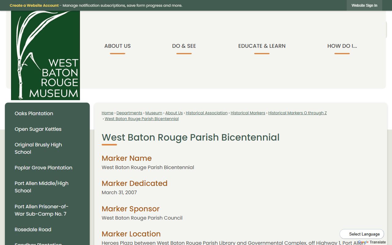 West Baton Rouge Parish court records bicentennial history